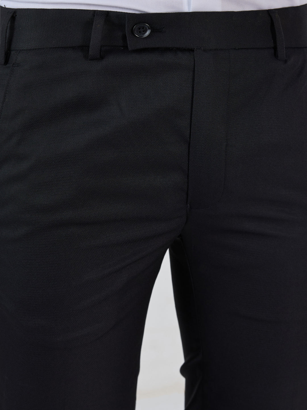 Park Avenue Men Black Slim Fit Structure Trouser