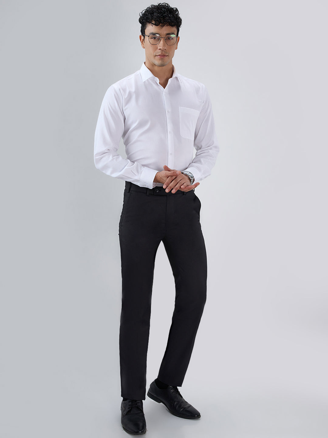 Park Avenue Men Black Slim Fit Structure Trouser