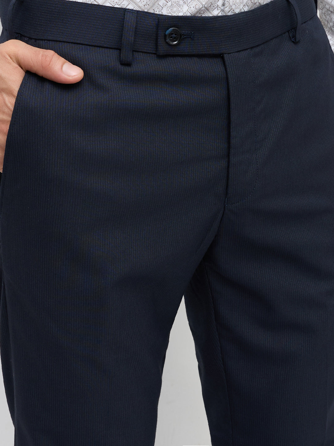 Park Avenue Men Blue Slim Fit Stripe Trouser
