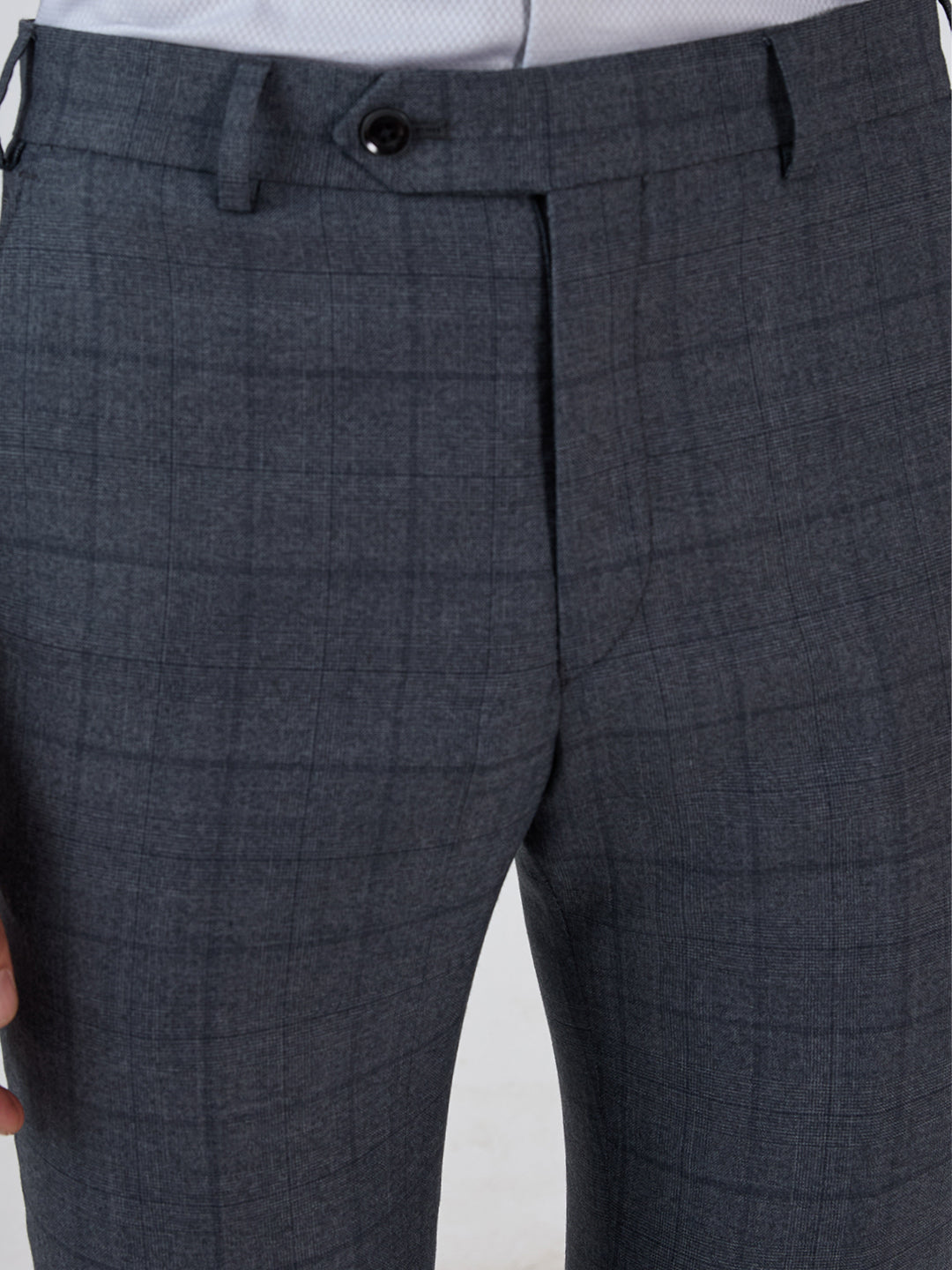 Park Avenue Men Grey Slim Fit Checks Trouser