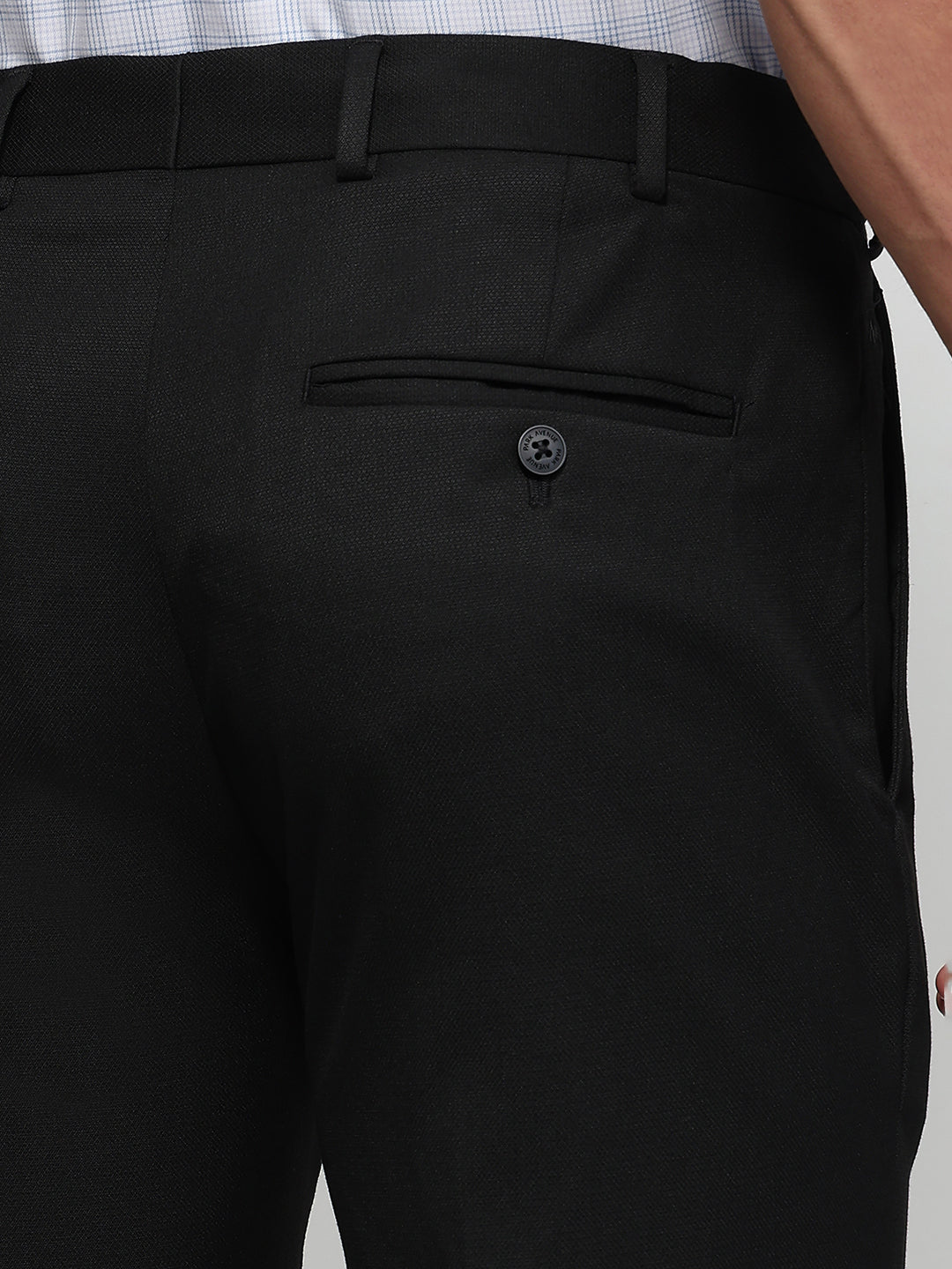Park Avenue Men Black Slim Fit Structure Trouser
