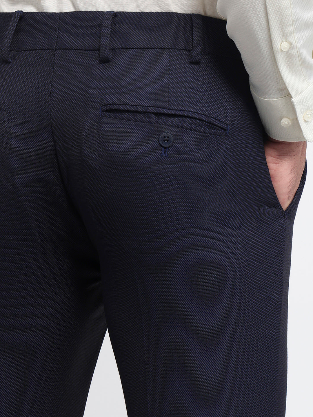 Park Avenue Men Blue Slim Fit Structure Trouser