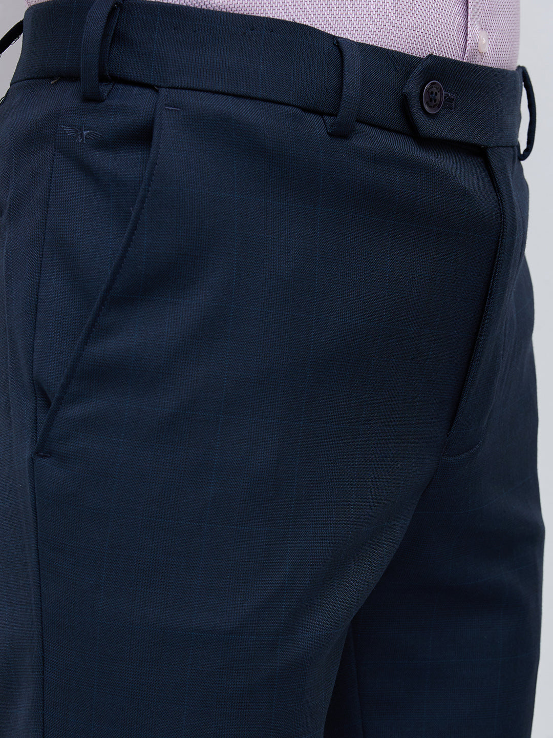 Park Avenue Men Blue Slim Fit Checks Trouser