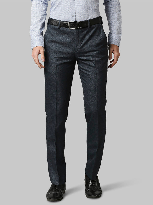 Park Avenue Men Blue Self Design Regular Fit Trouser – MyRaymond