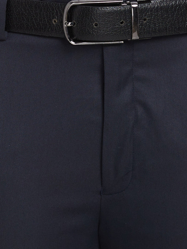 Park Avenue Blue Solid Super Slim Fit Polyester Blend Trouser