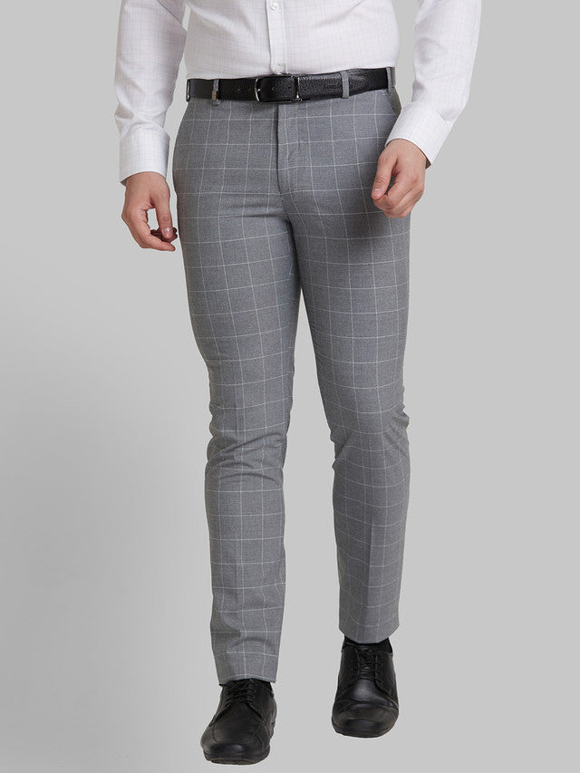 Park Avenue Men Grey Checkered Super Slim Fit Trouser – MyRaymond