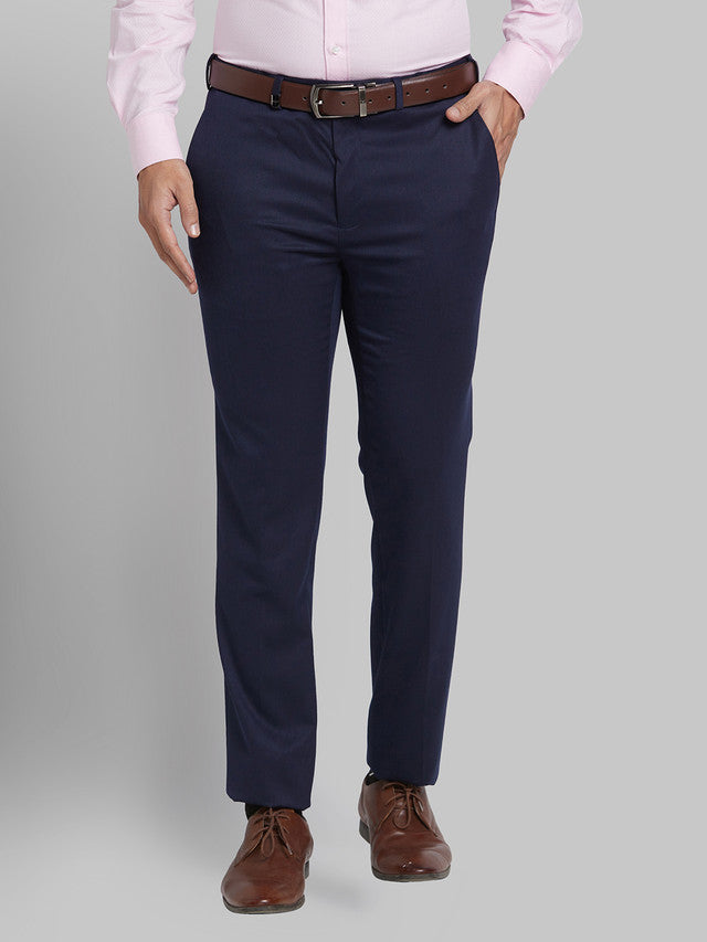 Park Avenue Men Blue Self Design Super Slim Fit Trouser – MyRaymond