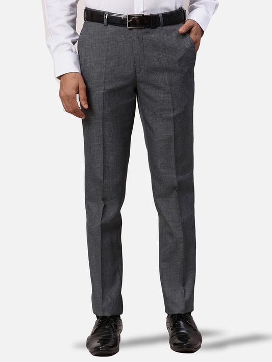 Park Avenue Grey Checks Slim Fit Polyester Blend Trouser