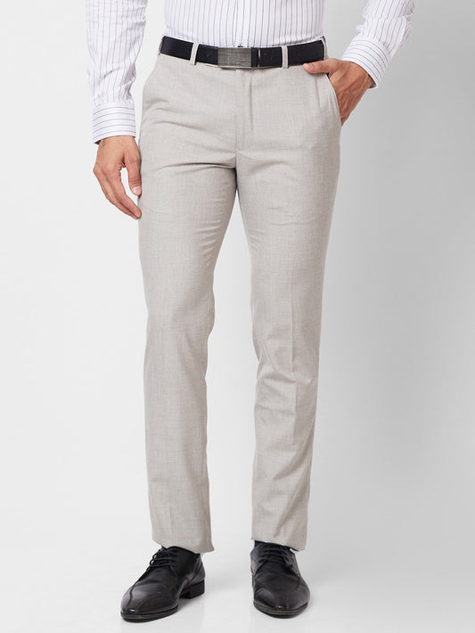 Park Avenue Men Grey Super Slim Fit Plain Trouser