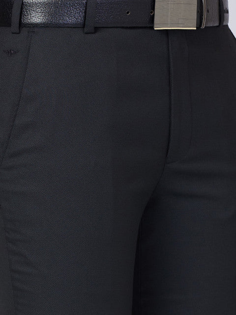 Park Avenue Men Black Super Slim Fit Structured Trouser