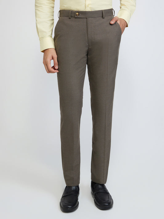 Park Avenue Men Khaki Slim Fit Solid Trouser