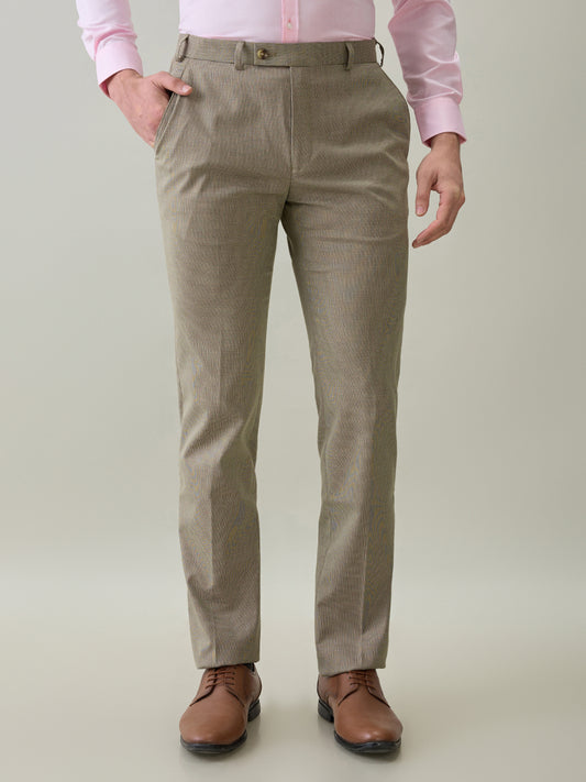 Park Avenue Men Brown Solid Slim Fit Polyester Blend Trouser