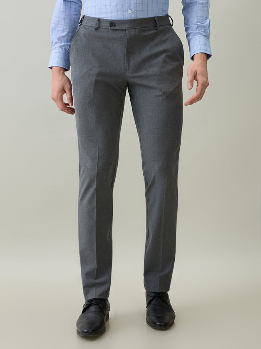 Park Avenue Men Grey Solid Slim Fit Polyester Blend Trouser