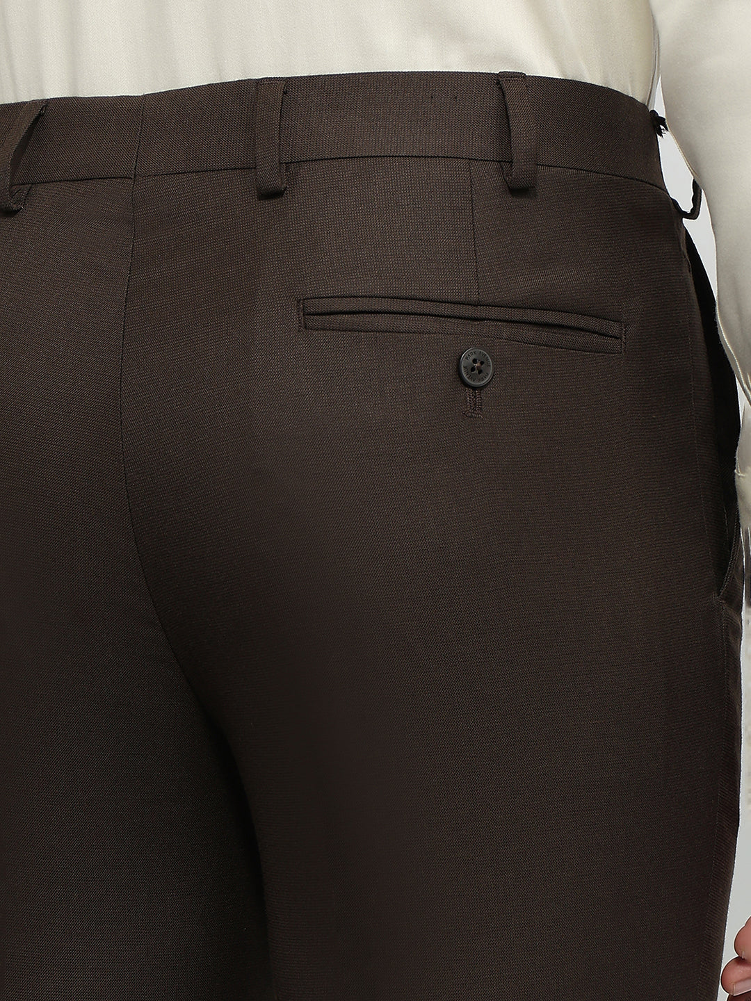 Park Avenue Men Brown Slim Fit Structure Trouser