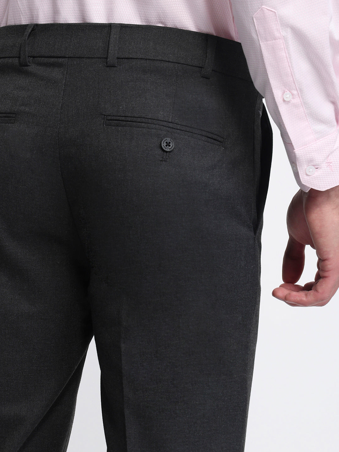 Park Avenue Men Grey Slim Fit Solid Trouser