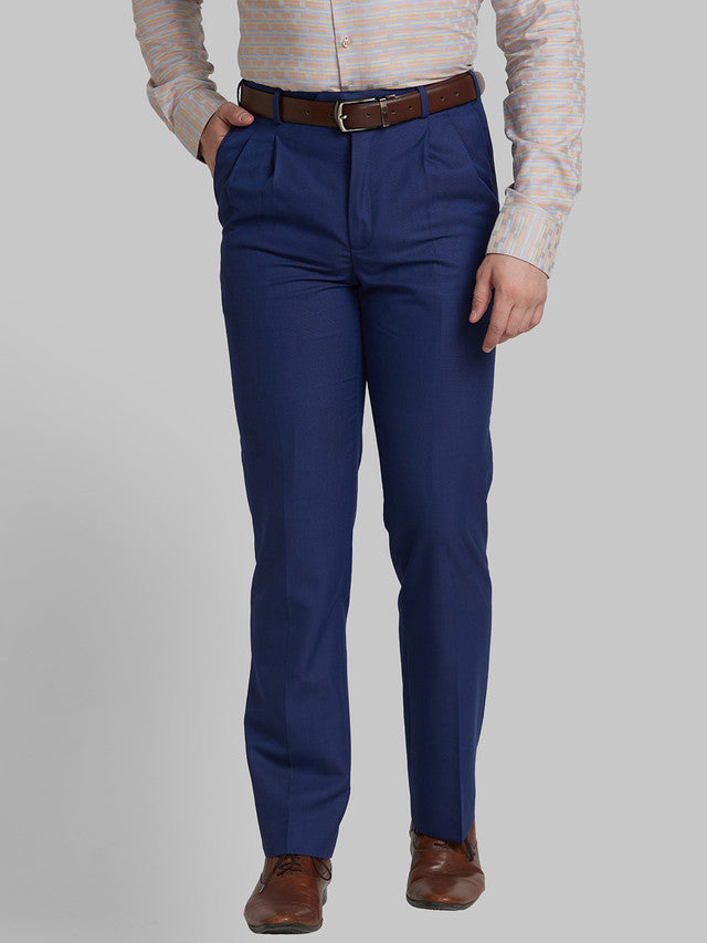 Park Avenue Men Blue Self Design Comfort Fit Trouser – MyRaymond
