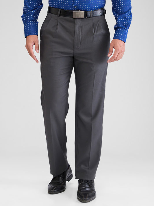 Park Avenue Men Grey Regular Fit Structure Trouser