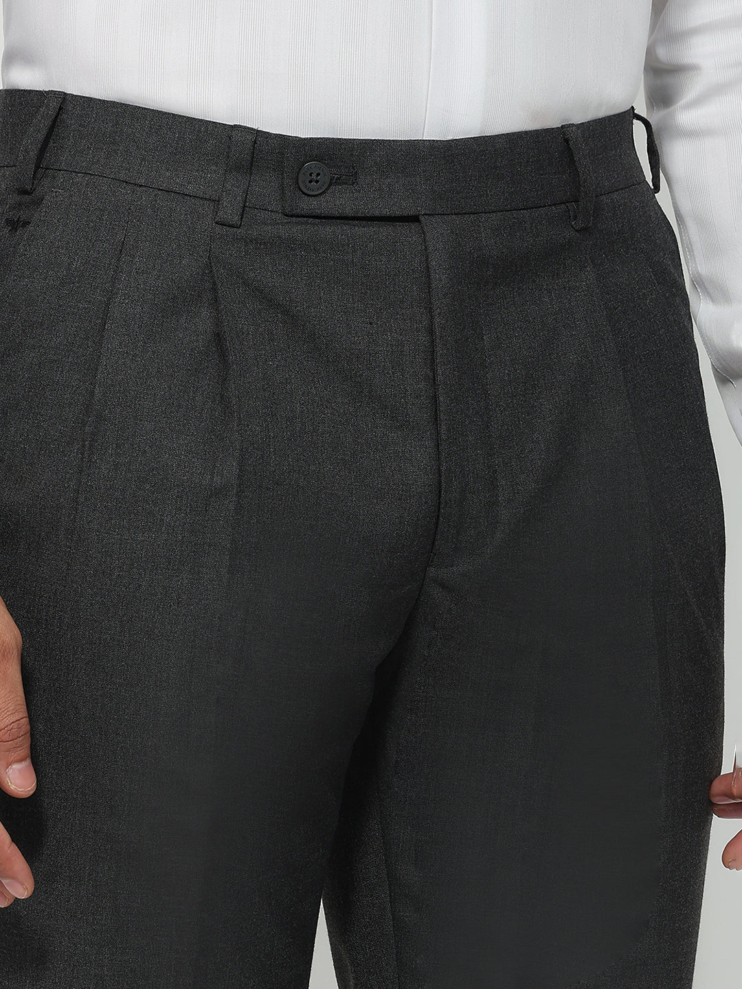 Park Avenue Men Grey Solid Trouser