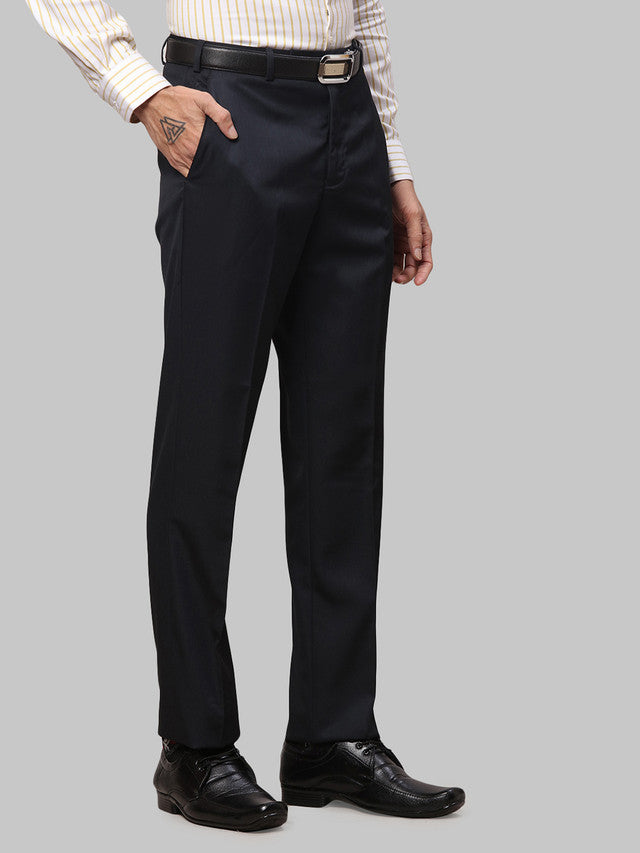 Park Avenue Men Fancy Blue Solid Regular Fit Trouser