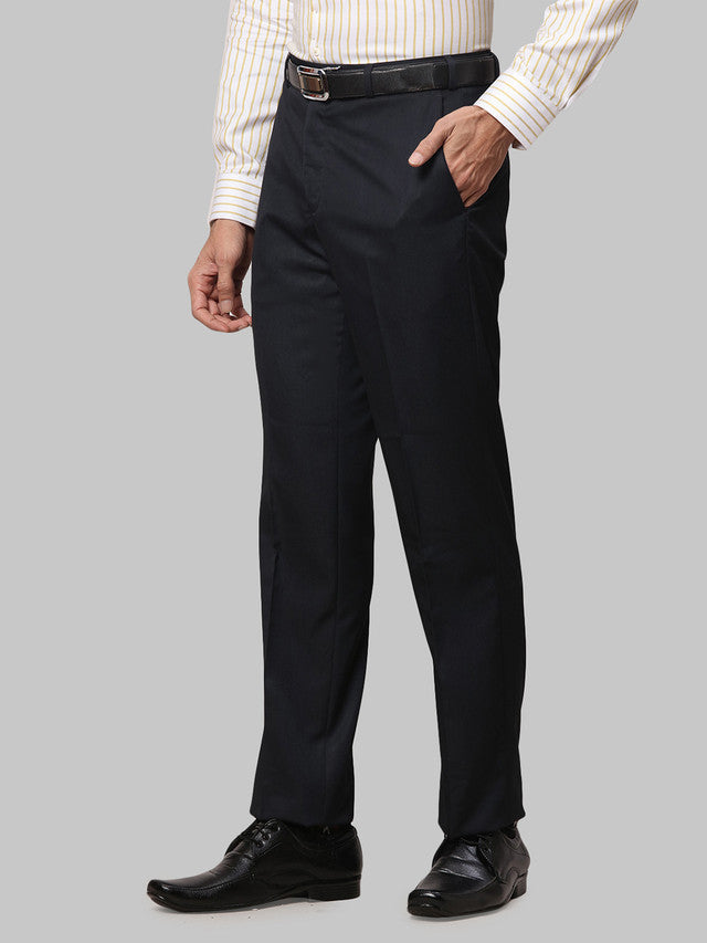 Park Avenue Men Fancy Blue Solid Regular Fit Trouser