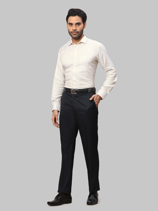 Park Avenue Men Fancy Blue Solid Regular Fit Trouser