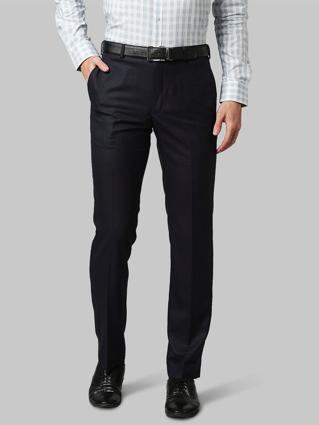 Park Avenue Blue Checks Smart Fit Cotton Trouser