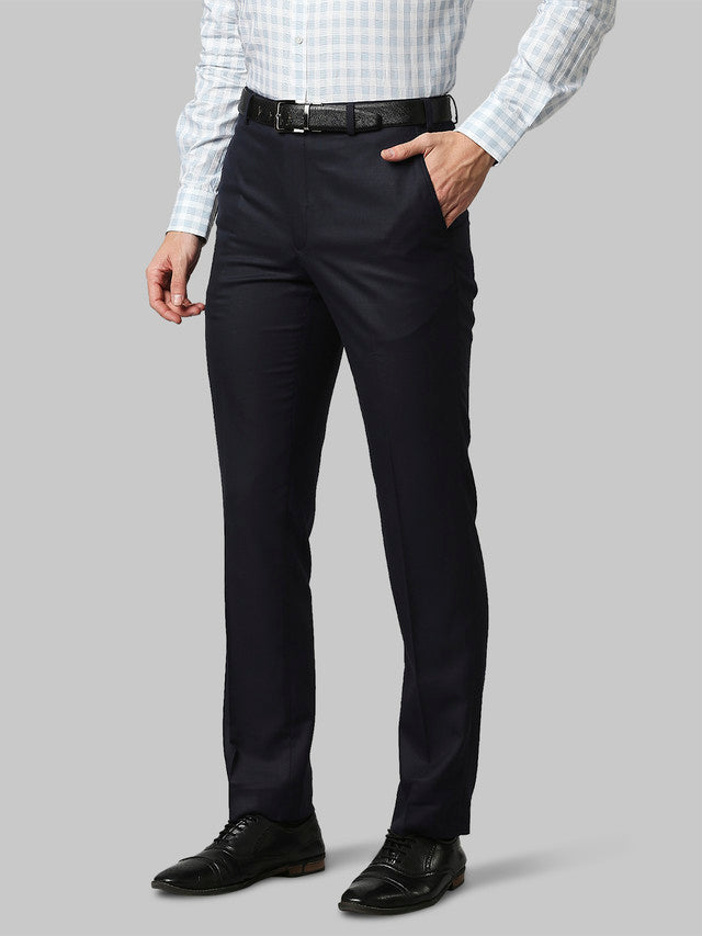 Park Avenue Blue Checks Smart Fit Cotton Trouser