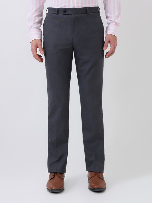 Park Avenue Men Blue Structure Smart Fit Polyester Blend Trouser