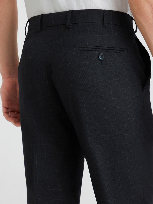 Men Grey Smart Fit Structure Polyester Blend   Trouser