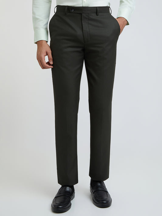 Park Avenue Green Structure Smart Fit Polyester Blend Trouser