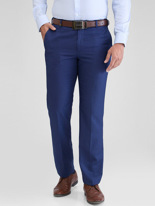 Park Avenue Men Blue Smart Fit Checks Trouser