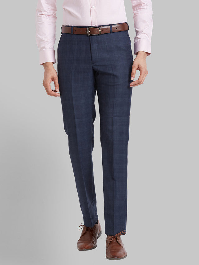Park Avenue Men Blue Checkered Regular Fit Trouser – MyRaymond