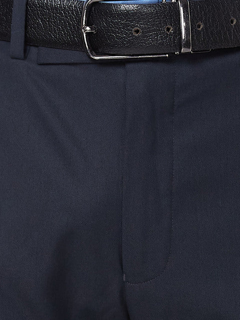 Park Avenue Men Blue Plain Smart Fit Polyester Blend Trouser