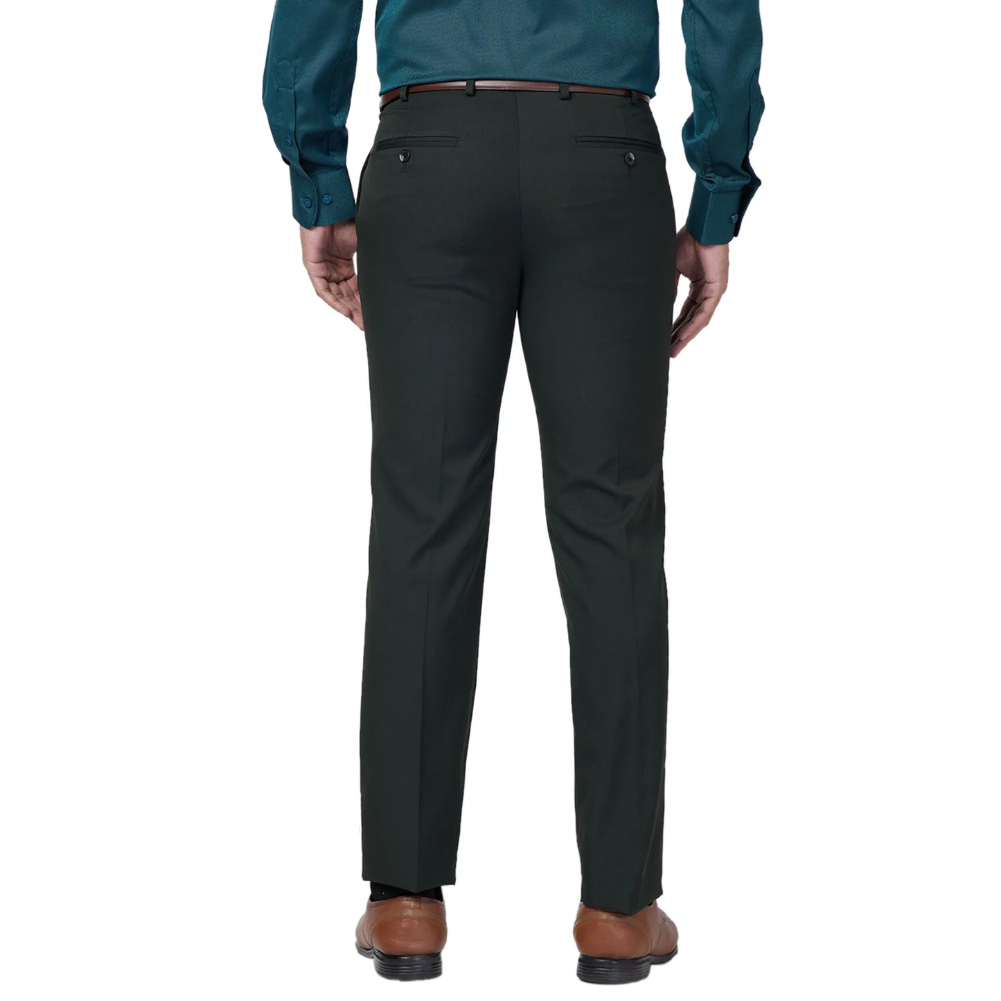 Park Avenue Men Black Stripe Smart Fit Polyester Blend Trouser