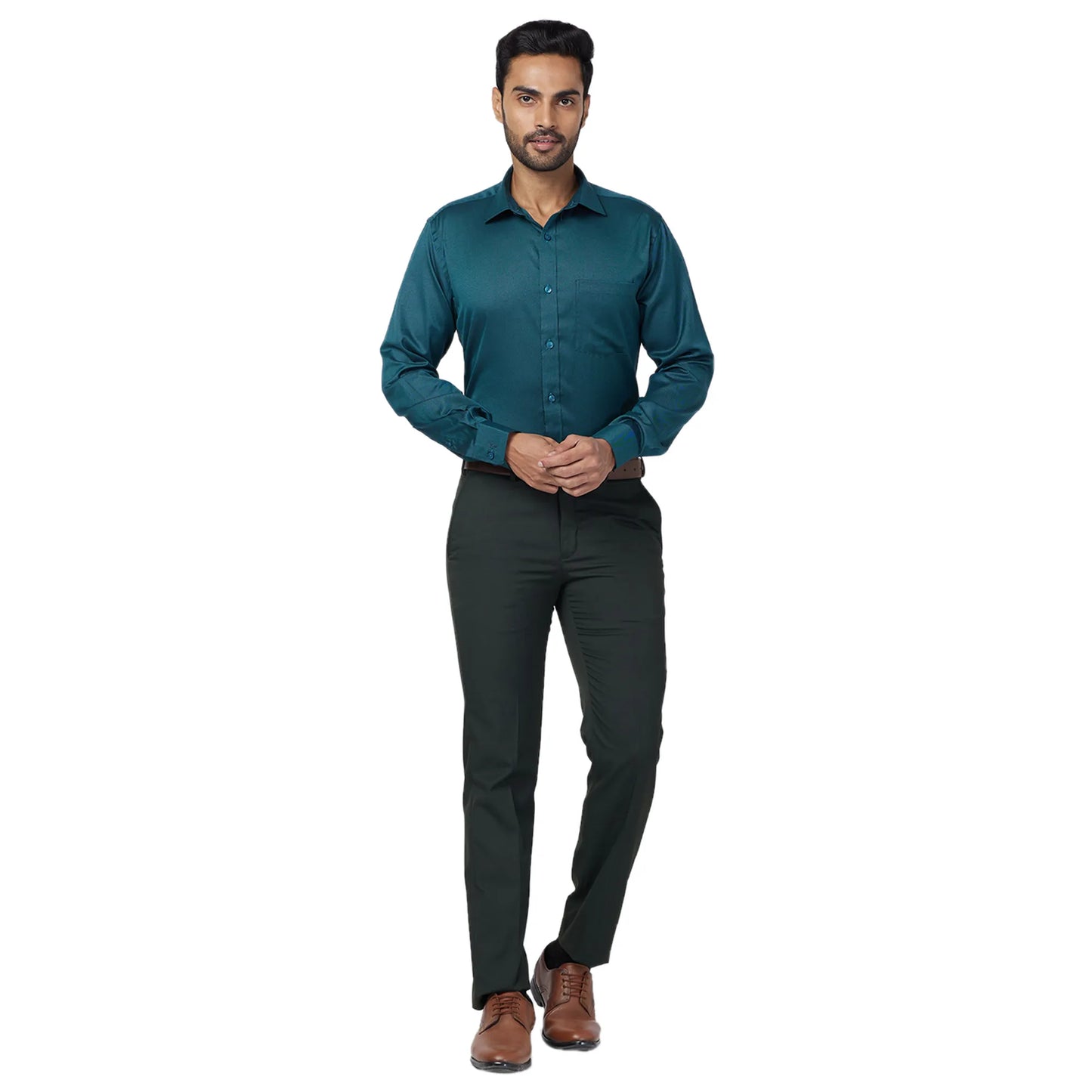Park Avenue Men Black Stripe Smart Fit Polyester Blend Trouser