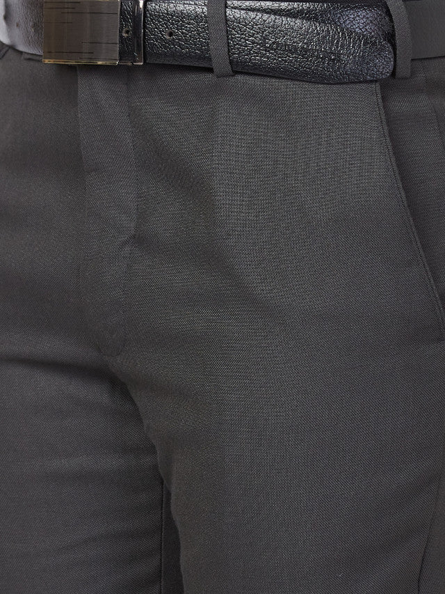 Park Avenue Grey Plain Smart Fit Polyester Blend Trouser