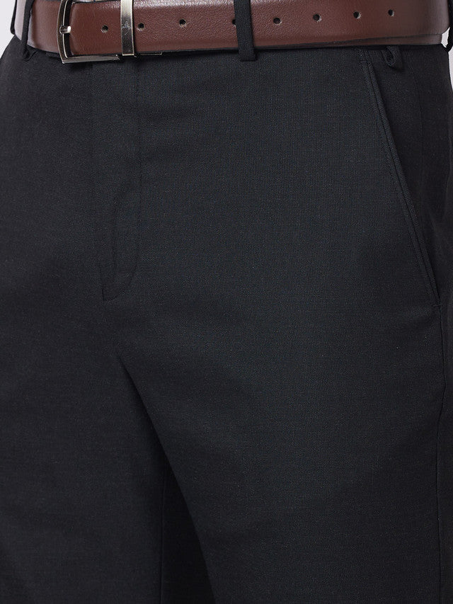 Park Avenue Men Black Solid Regular Fit Trouser