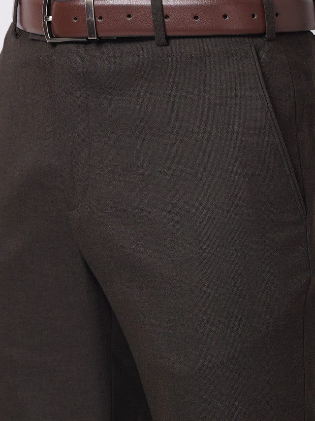 Park Avenue Men Brown Solid Regular Fit Trouser