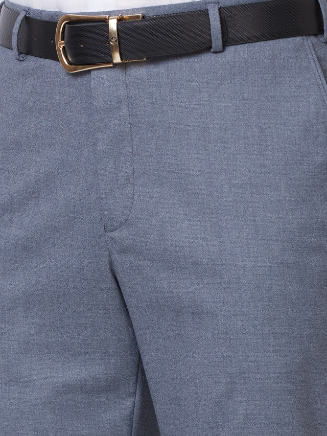 Park Avenue Blue Solid Smart Fit Polyester Blend Trouser