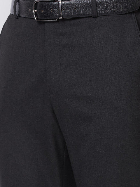 Park Avenue Men Black Solid Smart Fit Polyester Blend Trouser
