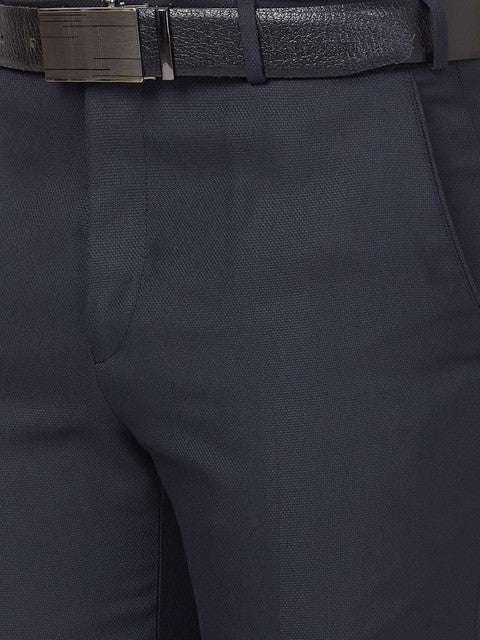 Park Avenue Men Blue Smart Fit Structured Trouser