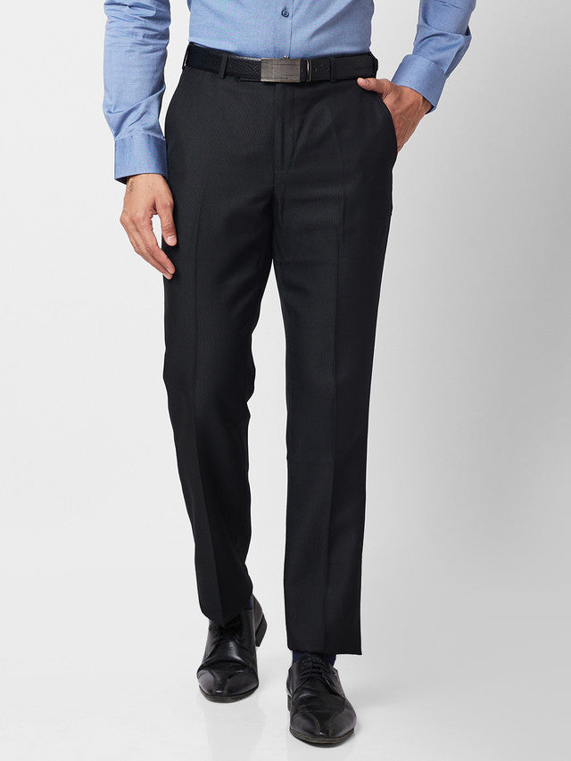 Park Avenue Men Black Self Design Regular Fit Trouser – MyRaymond