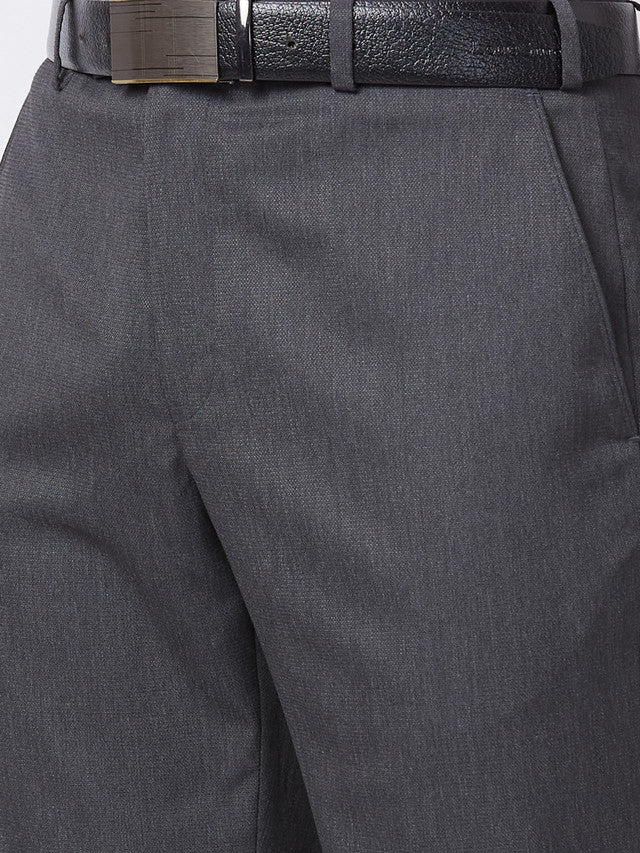 Park Avenue Men Grey Self Design Regular Fit Trouser