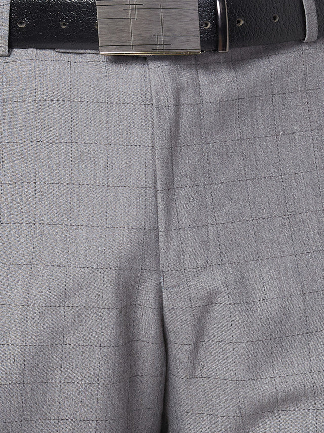 Park Avenue Grey Checks Smart Fit Polyester Blend Trouser