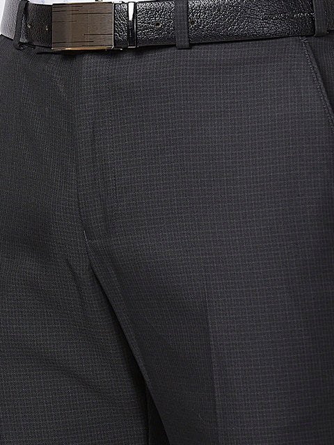 Park Avenue Men Black Smart Fit Checks Trouser