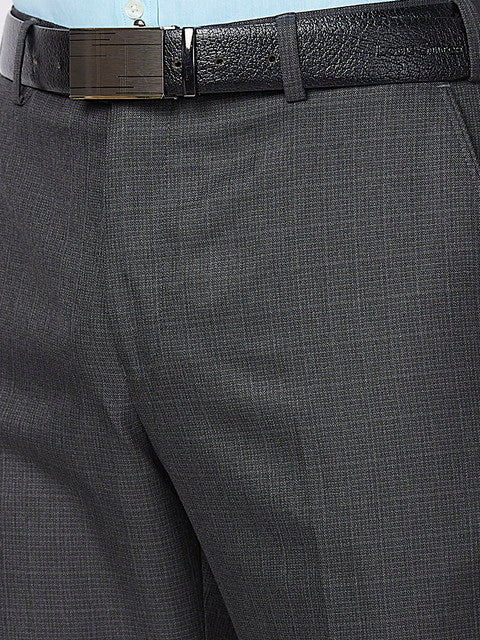 Park Avenue Men Grey Smart Fit Structured Trouser