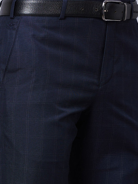 Park Avenue Men Blue Smart Fit Checks Trouser