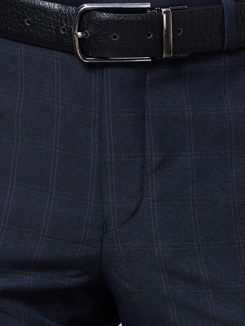 Park Avenue Men Blue Smart Fit Checks Trouser