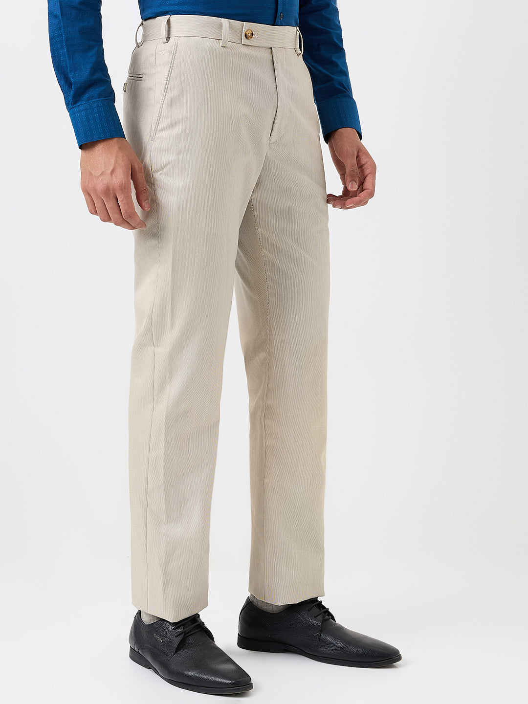 Park Avenue Men Blue Structure Smart Fit Polyester Blend Trousers