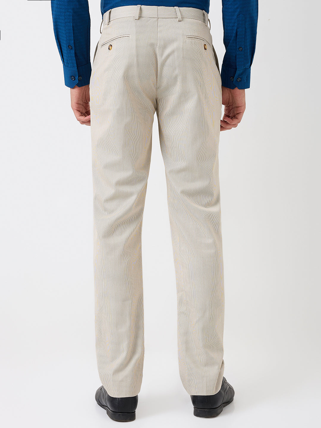 Park Avenue Men Blue Structure Smart Fit Polyester Blend Trousers